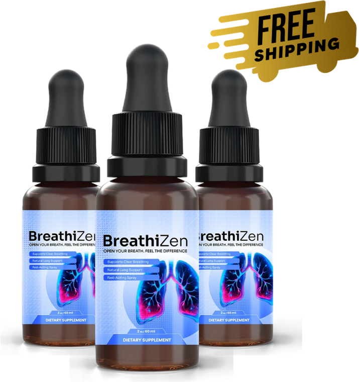 Three bottles of BreathiZen clear breathing support drops